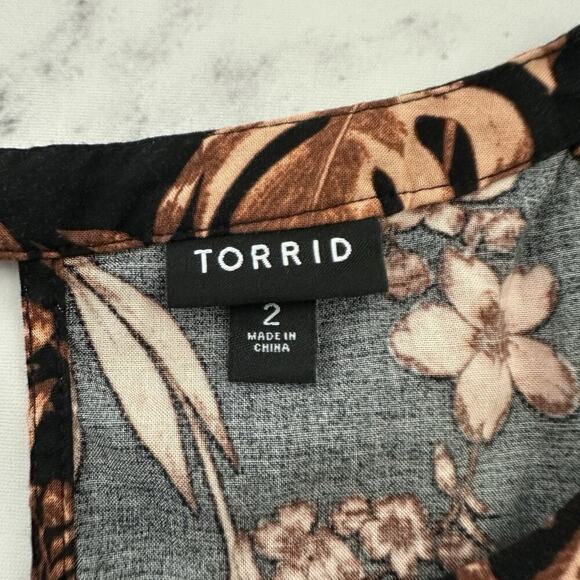 Torrid Womens Sundress Plus Size 2x Black Brown Jungle Tropical Jaguar Pockets - Picture 7 of 11
